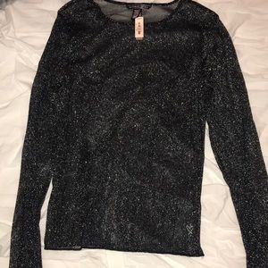 Sheer sparkly black shirt